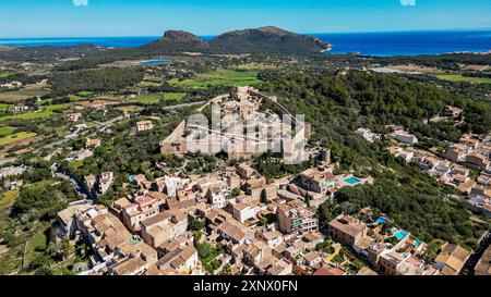 Luftlinie Castell de Capdepera, Mallorca, Balearen, Spanien, Mittelmeer, Europa Stockfoto