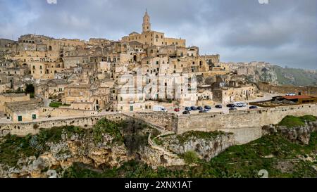 Luftfahrt von Sassi di Matera, UNESCO-Weltkulturerbe, Basilicata, Italien, Europa Stockfoto