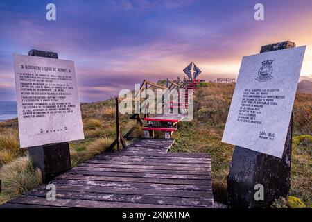 Monument von Kap Horn, südlichster Punkt in Südamerika, Hornos Insel, Feuerland, Chile, Südamerika Stockfoto