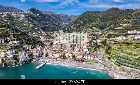Luftlinie von Minori, Amalfiküste, UNESCO-Weltkulturerbe, Kampanien, Italien, Europa Copyright: MichaelxRunkel 1184-12208 Stockfoto