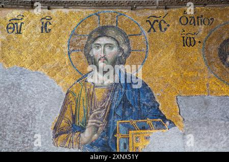 Bild von Christus Pantokrator, Deesis Mosaic of Christ, Innen, Hagia Sophia große Moschee, 537 n. Chr., UNESCO, Sultanahmet, Istanbul, Türkei Stockfoto