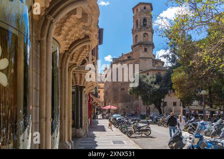 Blick auf die Kirche Esglesia de Sant Nicolau in Palma, Palma de Mallorca, Mallorca, Balearen, Spanien, Mittelmeerraum, Europa Stockfoto