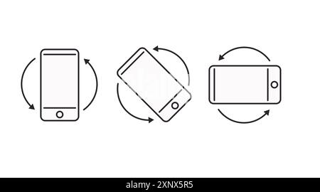 Drehen Sie das Mobiltelefon. Symbol für die Gerätedrehung. Drehen Sie die Symbolgruppe Ihres Geräts Stock Vektor