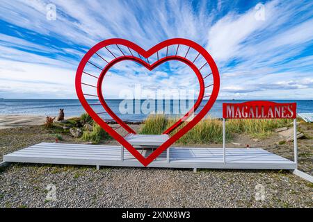 Herzzeichen, NAO Victoria Museo, Küste von Punta Arenas, Patagonien, Chile, Südamerika Copyright: MichaelxRunkel 1184-12499 Stockfoto