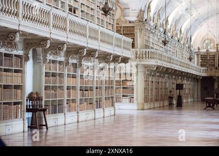 Die Mafra Palace Library, eine der wichtigsten Bibliotheken Europas, befindet sich im Mafra National Palace, UNESCO-Weltkulturerbe, Region Lissabon, Portu Stockfoto