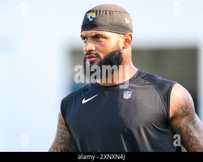 2. August 2024: Jaguars Wide Receiver Gabe Davis (0) während des Trainingslagers im Miller Electric Center in Jacksonville, FL. Romeo T Guzman/Cal Sport Media Stockfoto