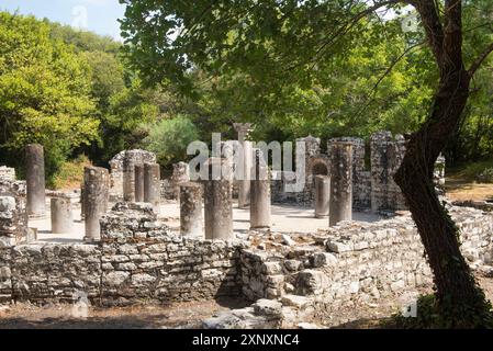 Überreste des Taufhauses, archäologische Stätte von Butrint, Butrint Nationalpark, UNESCO-Weltkulturerbe, in der Nähe von Saranda, an der Ionischen Küste, Alban Stockfoto