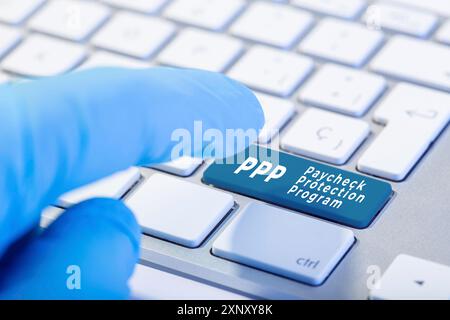 PPP Paycheck Protection Program Konzept. Beschriftung auf der Tastatur Stockfoto