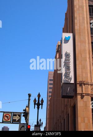 Twitter Inc. Hauptsitz in der Market Street in San Francisco, Kalifornien, 2014 Stockfoto