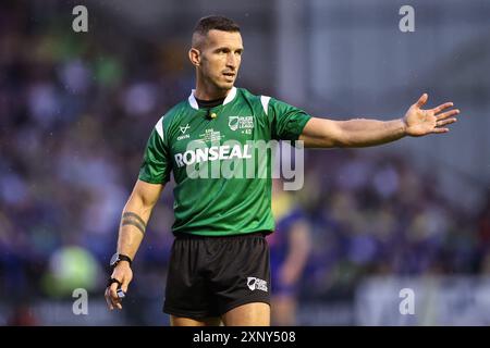 Warrington, Großbritannien. August 2024. Schiedsrichter Jack Smith während des Spiels Warrington Wolves gegen Hull KR im Halliwell Jones Stadium, Warrington, United Kingdom, 2. August 2024 (Foto: Mark Cosgrove/News Images) in Warrington, United Kingdom am 2. August 2024. (Foto: Mark Cosgrove/News Images/SIPA USA) Credit: SIPA USA/Alamy Live News Stockfoto