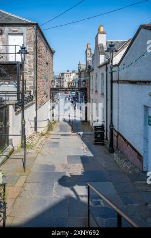 Market Brae tritt Treppen mit Schild in Invergordon, Schottland, vertikaler Schuss Stockfoto