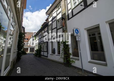 Alte Halbholzbauten in der Altstadt von Soest, Nordrhein-Westfalen Stockfoto