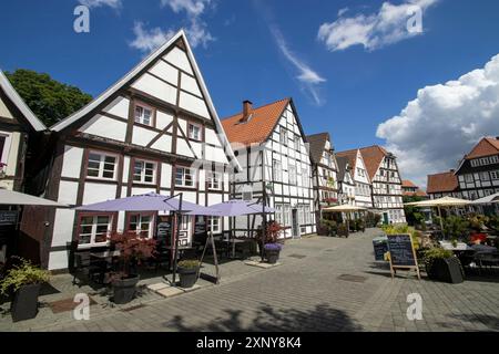 Alte Halbholzbauten in der Altstadt von Soest, Nordrhein-Westfalen Stockfoto