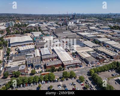 Luftaufnahme des Park Royal Industrial Area, London, Großbritannien. Stockfoto