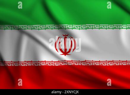 Die iranische Flagge, die den Rahmen bedeckt, winkt im Wind Stockfoto