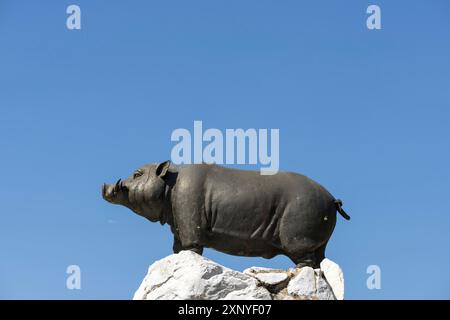 Saha Chat Monument (auch: Pig Monument) ein Monument auf dem Khlong Lot gegenüber dem Wat Ratchabophit, Phra Nakhon District, Bangkok, Thailand Stockfoto