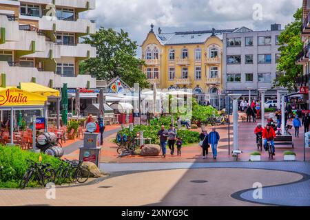 Zentrum mit Hotels im Stadtteil Duhnen, Nordsee-Kurort Cuxhaven, Nordseeküste, Elbe, Elbmündung, Niedersachsen, Deutschland Stockfoto