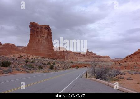 Foto der Orgel in Courthouse Towers im Arches National Park in Moab, Utah, USA. Stockfoto