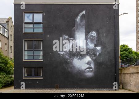 Aberdeen in Schottland ist eines der beliebtesten Streetart-Reiseziele der Welt und bekannt für seine großformatigen Wandmalereien im Stadtzentrum. Stockfoto