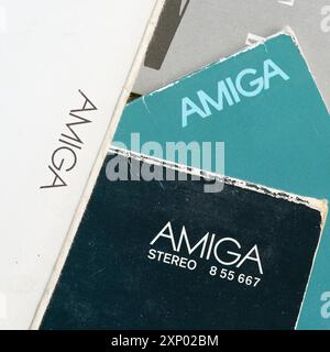 Schallplatten des ehemaligen DDR-Plattenlabels Amiga, das heute Teil von Sony Music ist Stockfoto