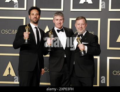 Guillaume Rocheron, Dominic Tuohy und Greg Butler bei den 92. Academy Awards, Press Room, die am 9. Februar im Dolby Theatre in Hollywood, USA, stattfanden Stockfoto