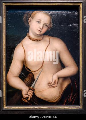 Lucretia, Öl auf Buchenholzplatte, 1534, Lucas Cranach der Ältere, Museo de Bellas Artes, Bilbao, Spanien Stockfoto