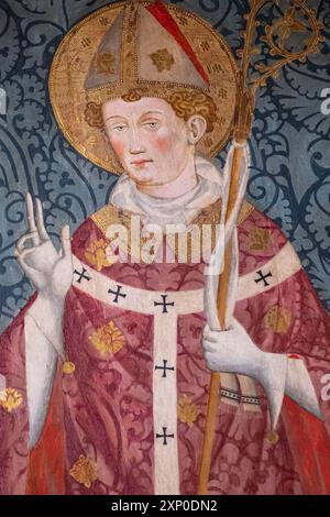 Der heilige Nicolau, als Bischof gekleidet, Gabriel Moger, 1407-1410, Tempera auf Holz, Roser Vell Kirche, Mallorca, Spanien Stockfoto