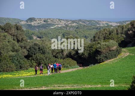 Wandern Sie auf dem Pferdeweg, Cami de Cavalls-, s'Albufera des Grau Naturpark, Menorca, Balearen, Spanien Stockfoto