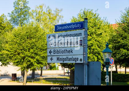 Herrnhut ist eine Stadt im sächsischen Landkreis Goerlitz in der Oberlausitz. Zentral zwischen den Städten Loebau und Zittau gelegen, ist es bekannt als die Stockfoto