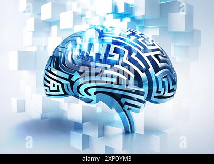 Gehirn-Computer-Schnittstelle, konzeptuelle Illustration. Stockfoto