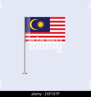 Isolierte Malaysia Tischfahne auf Pole, malaysische Flagge Vektor-Design für Print und Web Stock Vektor