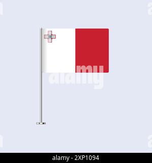 Isolierte Malta Tischfahne auf Pole, maltesische Flagge Vektor-Design für Print und Web Stock Vektor