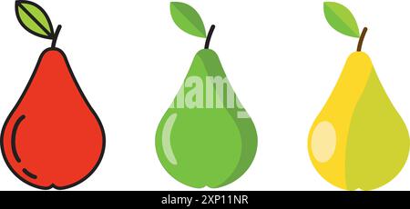Birnen-Symbol. Lineare Farbsymbole, flache Linie. Symbol für Obst. Einfaches Design bearbeitbar Stock Vektor