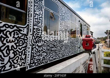Mr. Doodle Art Carrage auf der Kent and East Sussex Heritage Railway von Tenterden nach Bodium Stockfoto