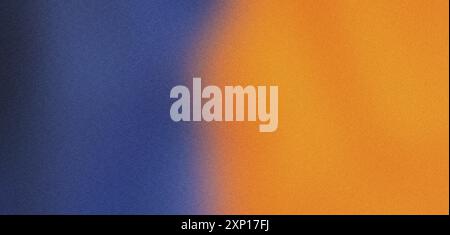 Abstrakter Hintergrund mit einem leuchtenden orange-blauen Farbverlauf und einer subtilen, körnigen Textur Stockfoto