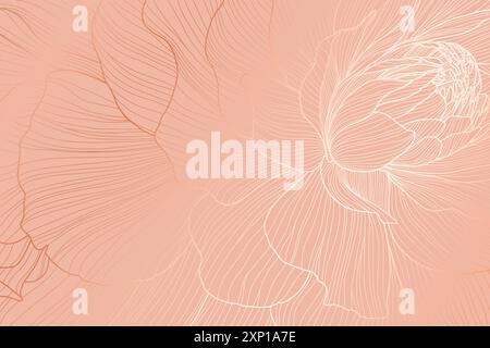 Ein eleganter floraler Hintergrund mit dezenten Pfirsichtönen und einem Hauch von Raffinesse. Dieses wunderschön gearbeitete Blumendesign mit weichen Pfirsichtönen ist ideal für elegantes Branding und Design. Stock Vektor