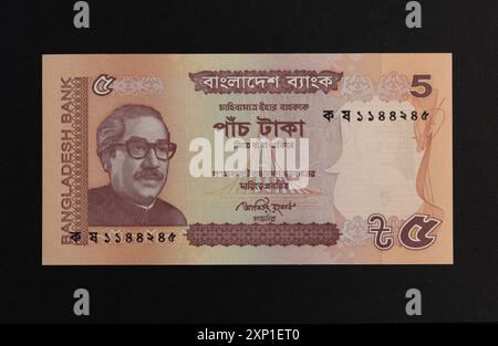 Bangladeschi fünf-Taka-Banknoten-Nahaufnahme Stockfoto