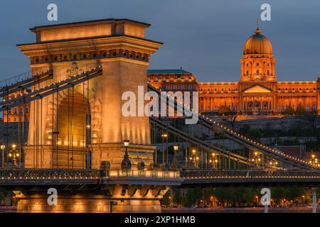 Die Kettenbrücke über die Donau Stockfoto