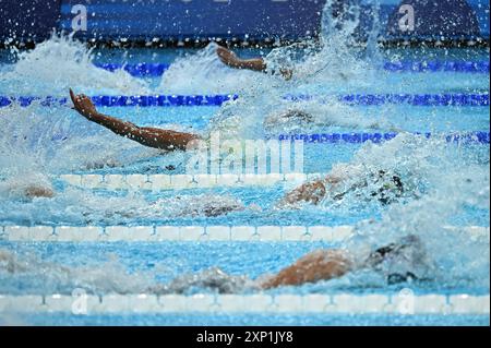 Paris, Fra. August 2024. Sabrina Lyn aus Jamaika (2. Von oben) tritt am 3. August 2024 in der Olympischen Sommerspiele 2024 in Paris im 50-m-Freestyle der Frauen an. (Foto: Anthony Behar/SIPA USA) Credit: SIPA USA/Alamy Live News Stockfoto