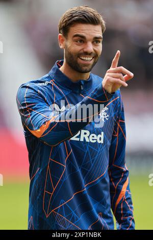 Rangers’ Robin Propper während des Aufwärmens seiner Mannschaft vor dem William Hill Premiership Spiel im Tynecastle Park, Edinburgh. Bilddatum: Samstag, 3. August 2024. Stockfoto