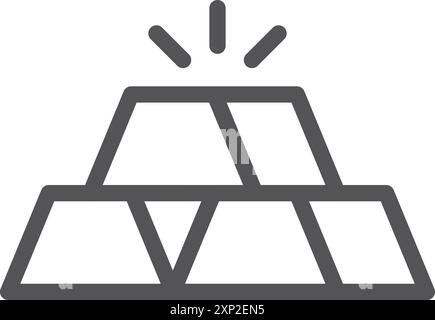 Symbol für goldene Balken mit schwarzer Linie. Vermögenssymbol Stock Vektor