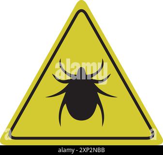 Häkchen. Warnschild ankreuzen. Achtung Ticks. Milbe. Vektorabbildung. Stock Vektor