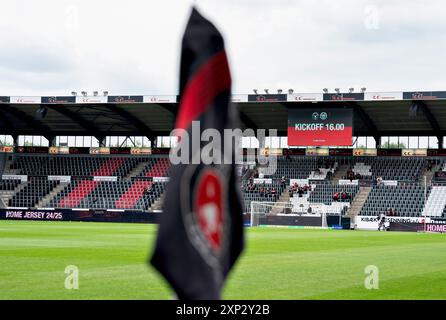 Herning, Dänemark. August 2024. Superliga-Spiel zwischen dem FC Midtjylland und AAB in der MCH Arena in Herning, Samstag, 3. August 2024. (Foto: Henning Bagger/Ritzau Scanpix) Credit: Ritzau/Alamy Live News Stockfoto