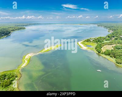 Blick aus der Vogelperspektive auf den 3-Meilen-Hafen Stockfoto