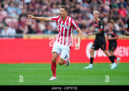 Herning, Dänemark. August 2024. Superliga-Spiel zwischen dem FC Midtjylland und AAB in der MCH Arena in Herning Samstag, 3. August 2024. (Foto: Henning Bagger/Scanpix 2024) Credit: Ritzau/Alamy Live News Stockfoto