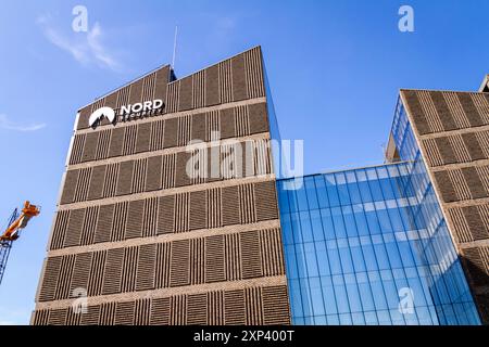 Vilnius, Litauen - 27. Mai 2024. Nord Sicherheitsgebäude in Vilnius. Nord Security ist ein NordVPN-Dienstanbieter. Stockfoto