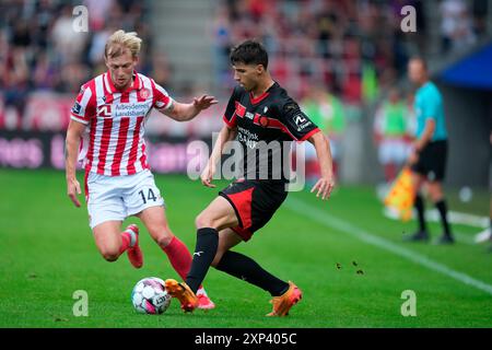 Herning, Dänemark. August 2024. Superliga-Spiel zwischen dem FC Midtjylland und AAB in der MCH Arena in Herning Samstag, 3. August 2024. (Foto: Henning Bagger/Scanpix 2024) Credit: Ritzau/Alamy Live News Stockfoto