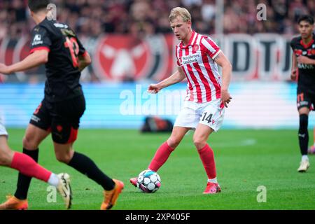 Herning, Dänemark. August 2024. Superliga-Spiel zwischen dem FC Midtjylland und AAB in der MCH Arena in Herning Samstag, 3. August 2024. (Foto: Henning Bagger/Scanpix 2024) Credit: Ritzau/Alamy Live News Stockfoto