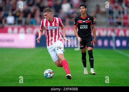 Herning, Dänemark. August 2024. Superliga-Spiel zwischen dem FC Midtjylland und AAB in der MCH Arena in Herning Samstag, 3. August 2024. (Foto: Henning Bagger/Scanpix 2024) Credit: Ritzau/Alamy Live News Stockfoto