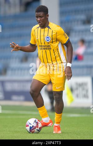 August 2024; Loftus Road Stadium, Shepherds Bush, West London, England; Fußballbegeisterte vor der Saison, Queens Park Rangers gegen Brighton und Hove Albion; Ibrahim Osman von Brighton &amp; Hove Albion Credit: Action Plus Sports Images/Alamy Live News Stockfoto